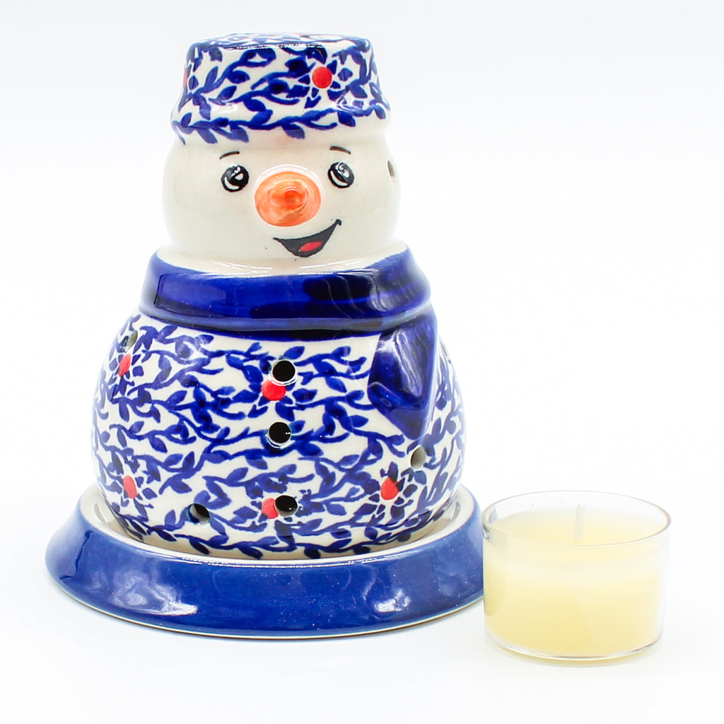 Snowman Tea Candle Holder in Touch of Red