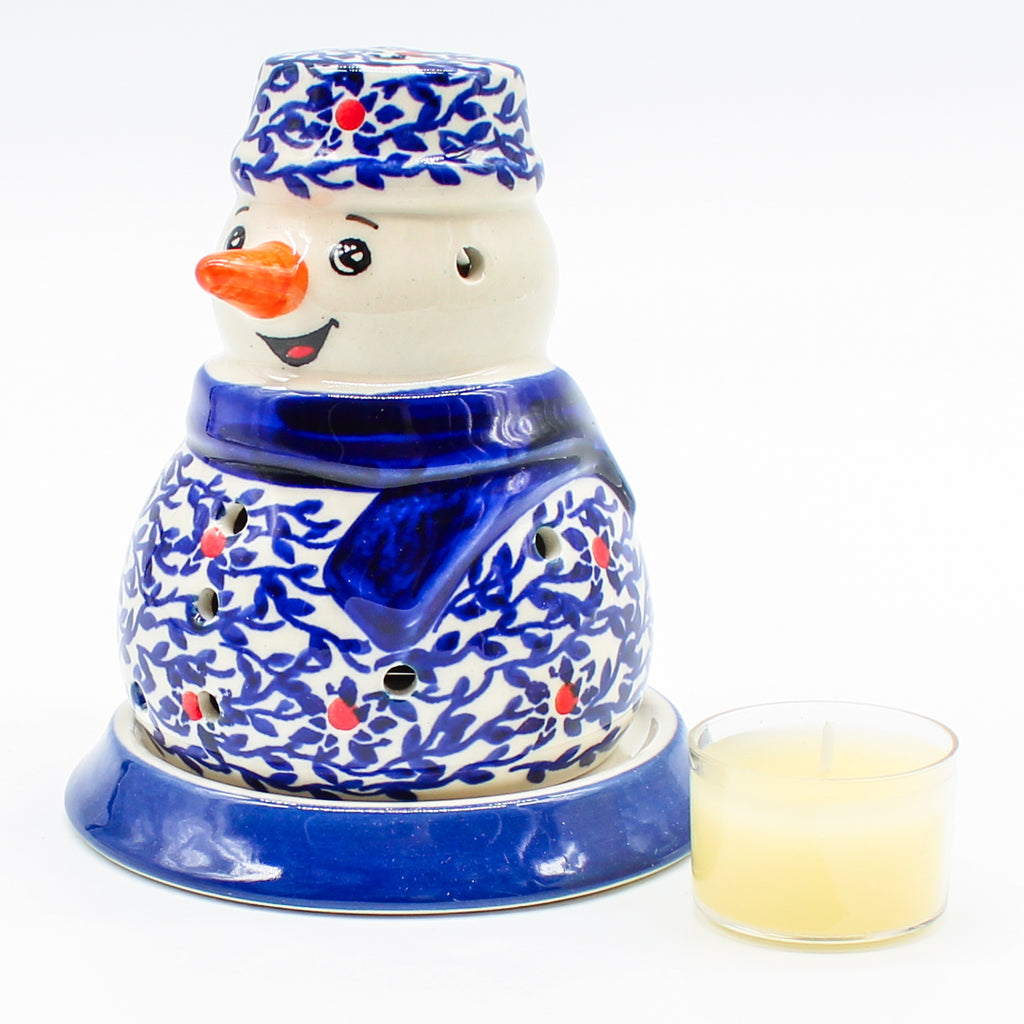 Snowman Tea Candle Holder in Touch of Red