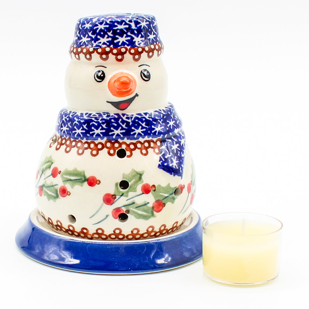 Snowman Tea Candle Holder in Holly