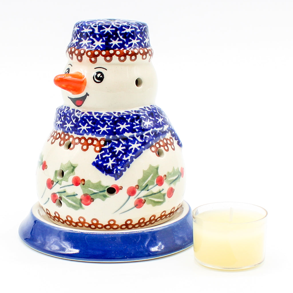 Snowman Tea Candle Holder in Holly