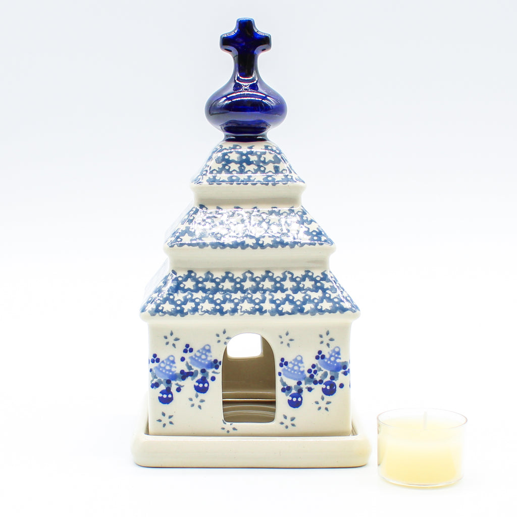 Church Tea Candle Holder in Holiday Bells