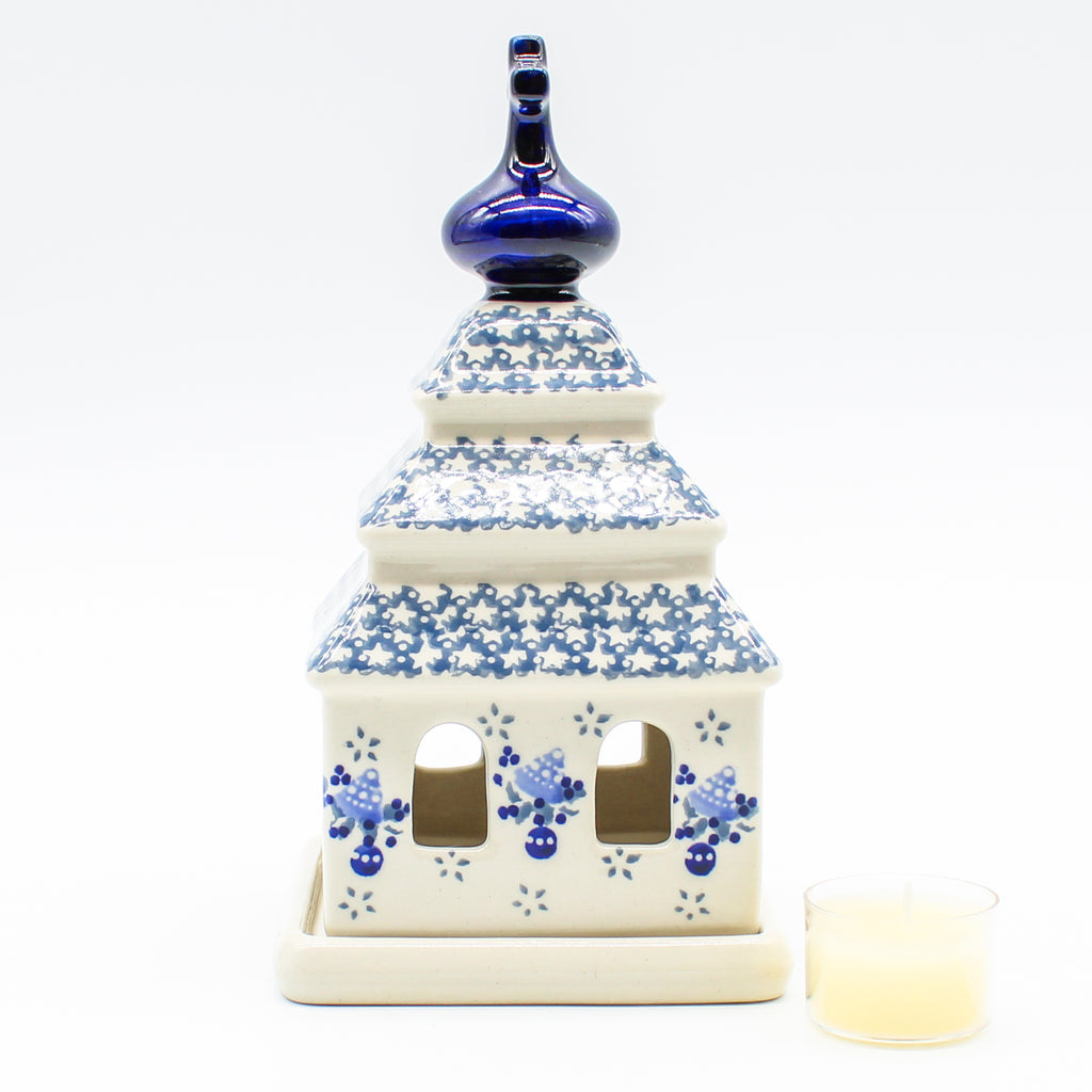 Church Tea Candle Holder in Holiday Bells