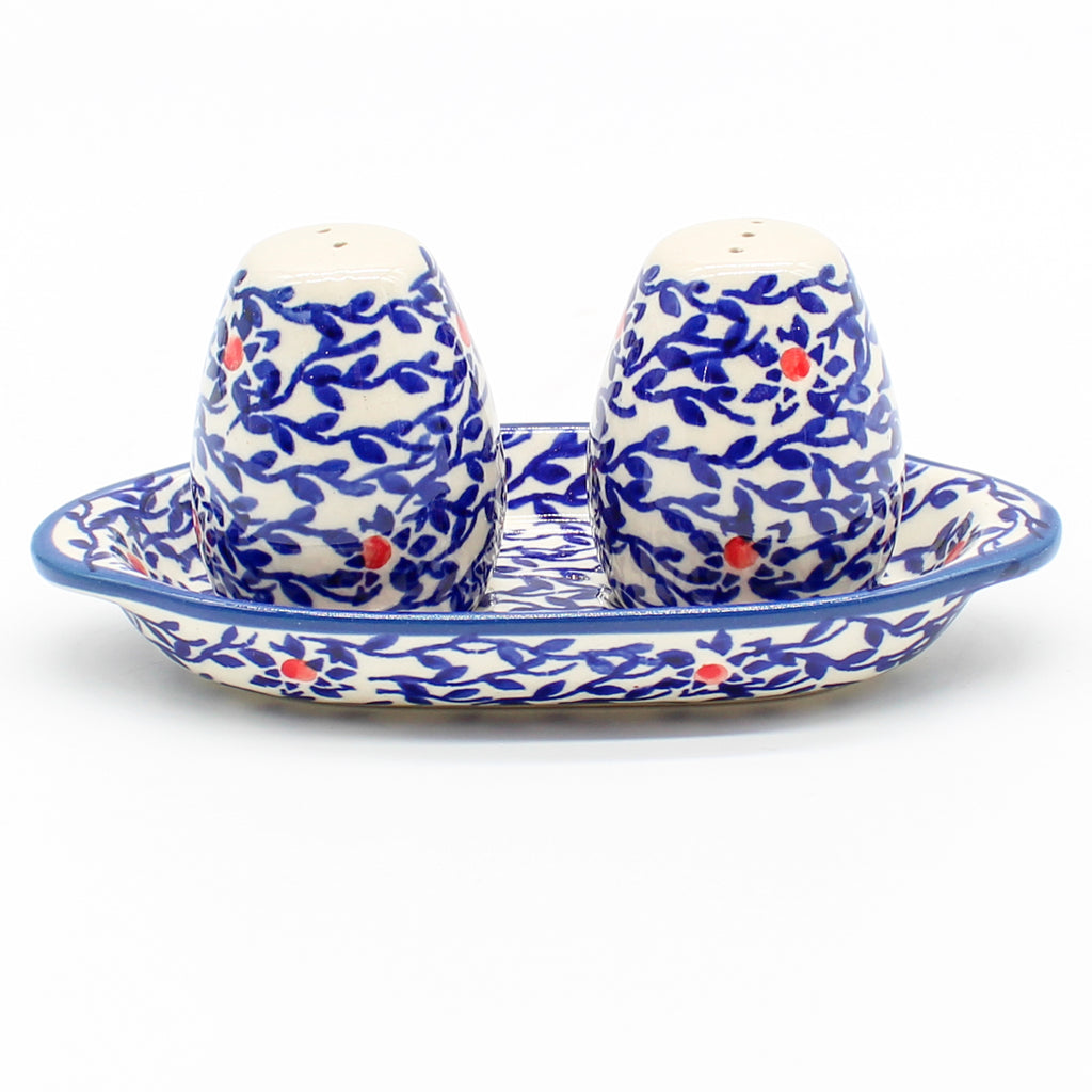 Salt & Pepper Set w/Tray in Touch of Red