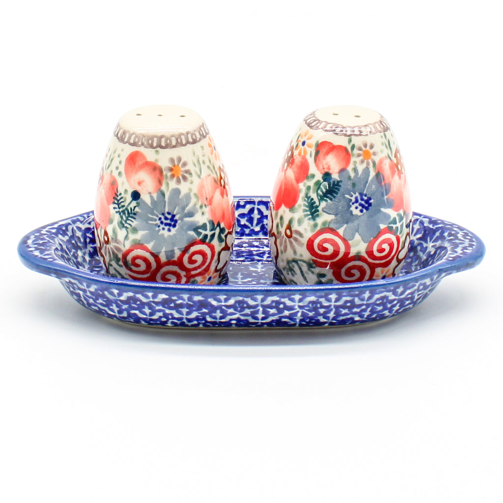 Salt & Pepper Set w/Tray in Perennial Garden