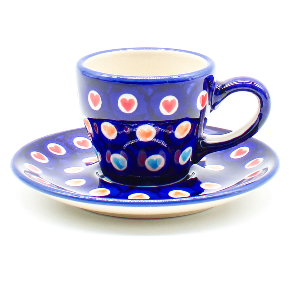 Espresso Cup w/Saucer 2 oz in Multi-Colored Hearts