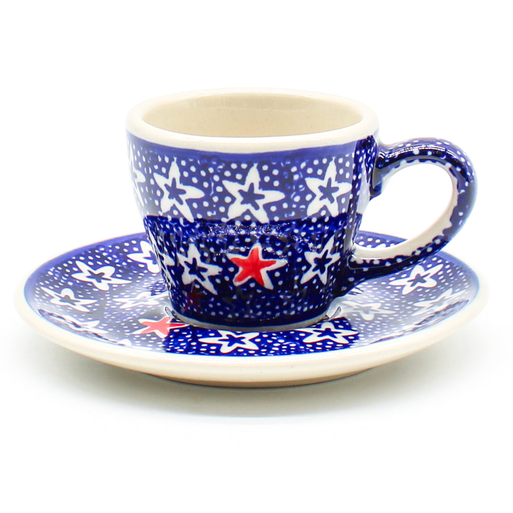 Espresso Cup w/Saucer 2 oz in Red Starfish