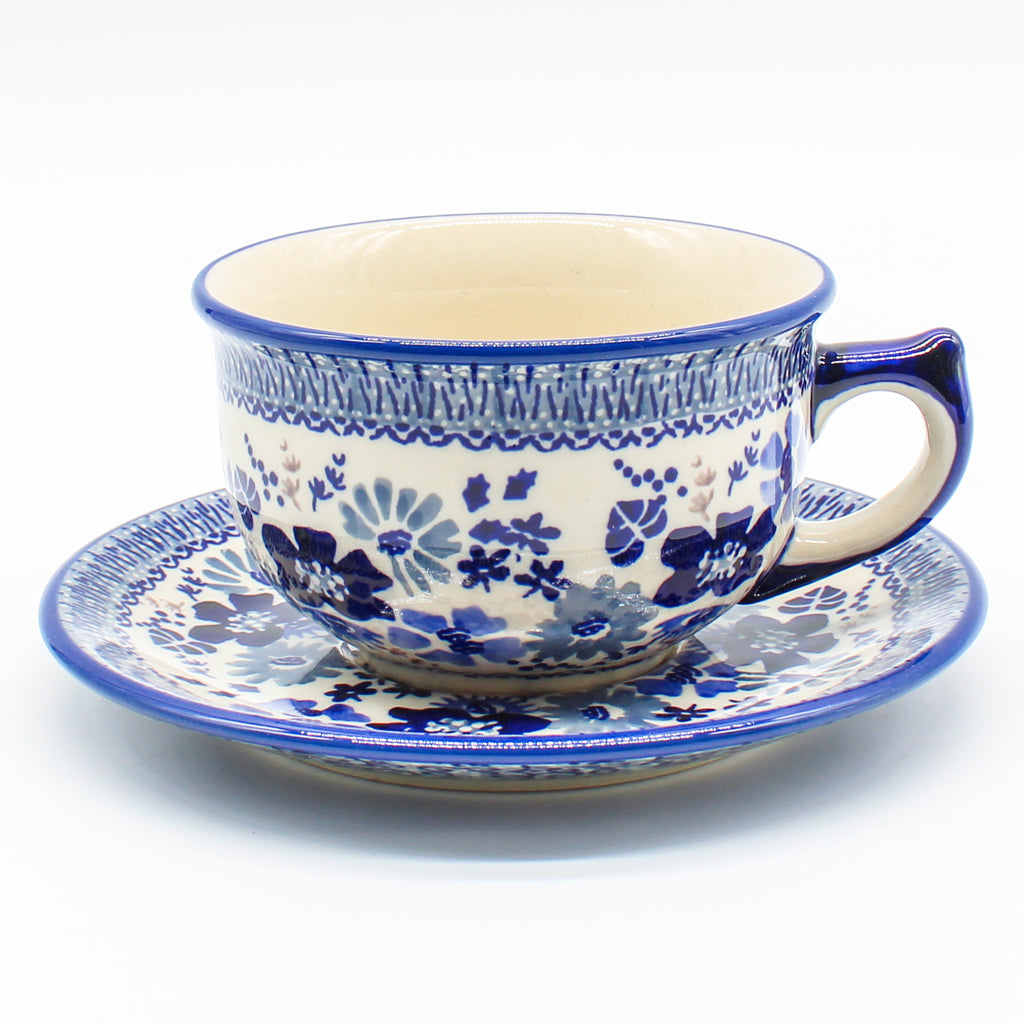 Tea Cup w/Saucer 8 oz in Stunning Blue