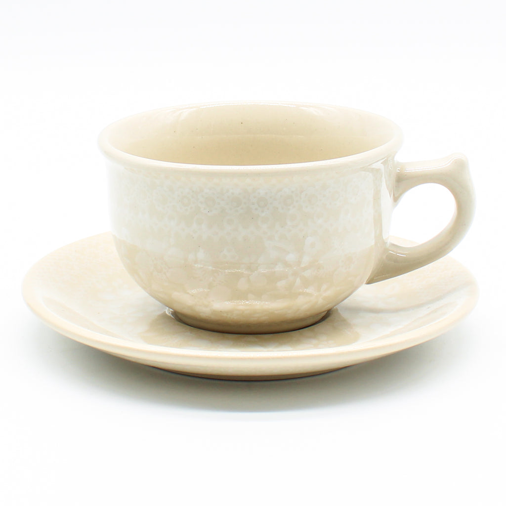 Tea Cup w/Saucer 8 oz in White on White