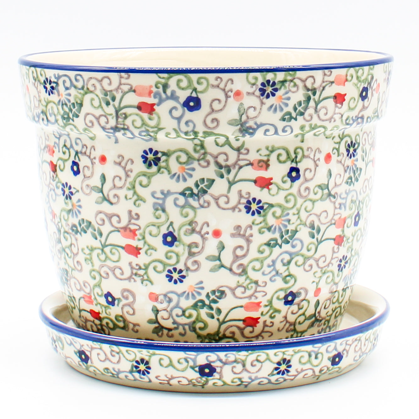 lg plant pots Lg Flower Pot w/Plate in Early Spring – Janelle Imports