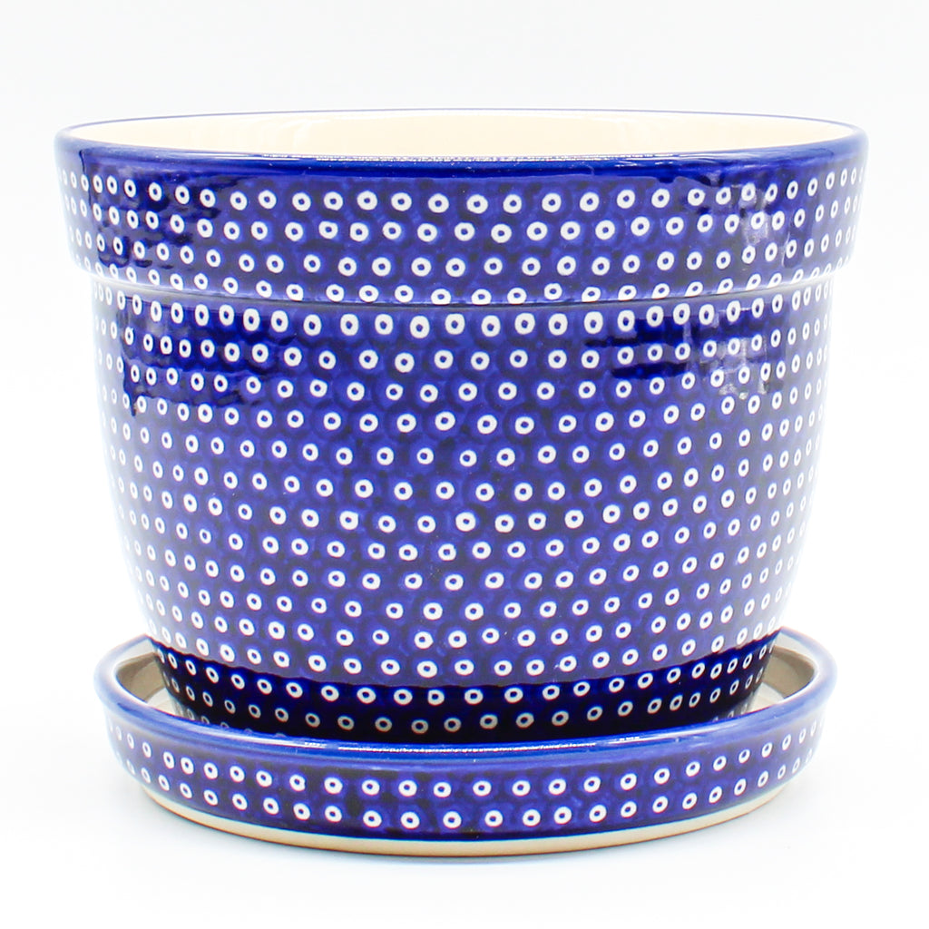 Lg Flower Pot w/Plate in Blue Elegance