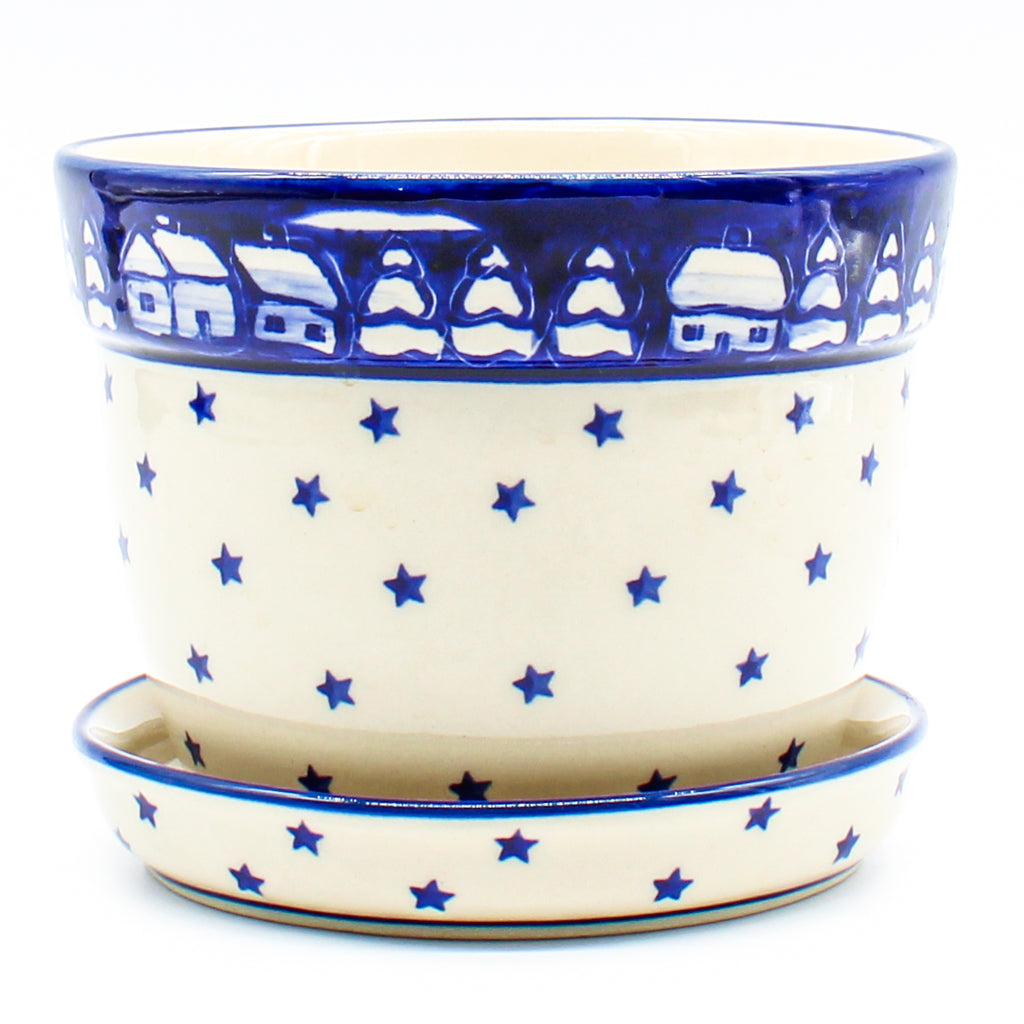Md Flower Pot w/Plate in Winter