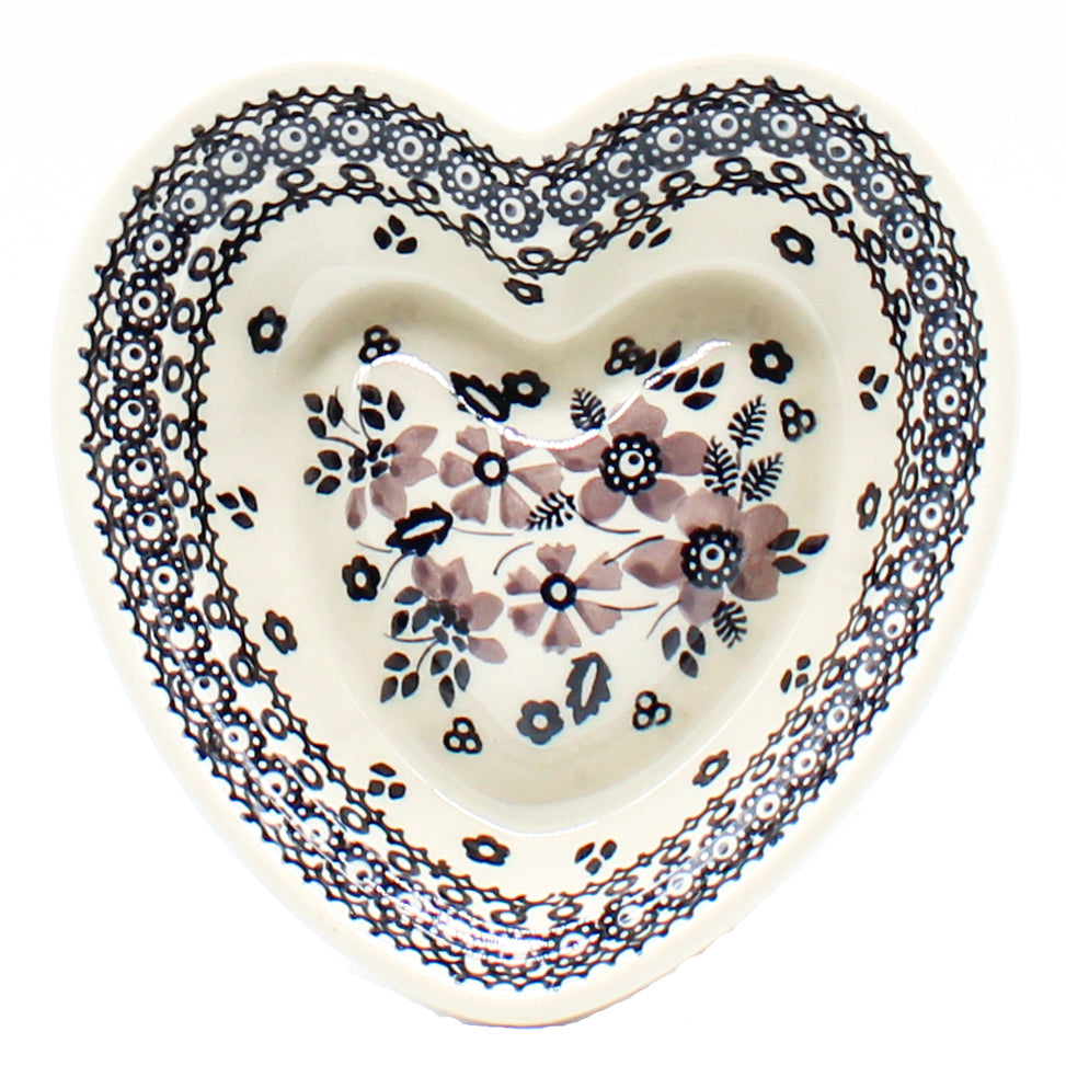 Sm Hanging Heart Dish in Gray & Black