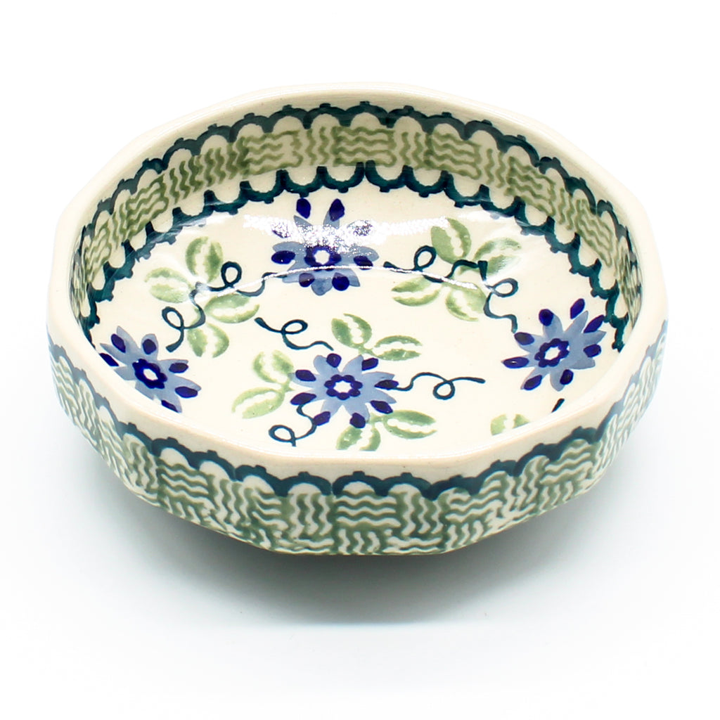 Shallow Little Bowl 8 oz in Blue & Green Flowers