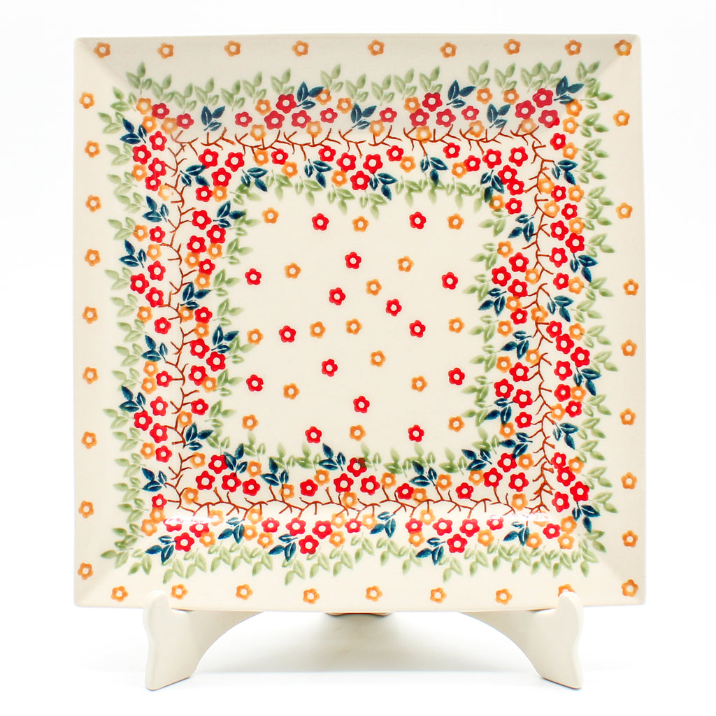 Square Dinner Plate in Tiny Flowers