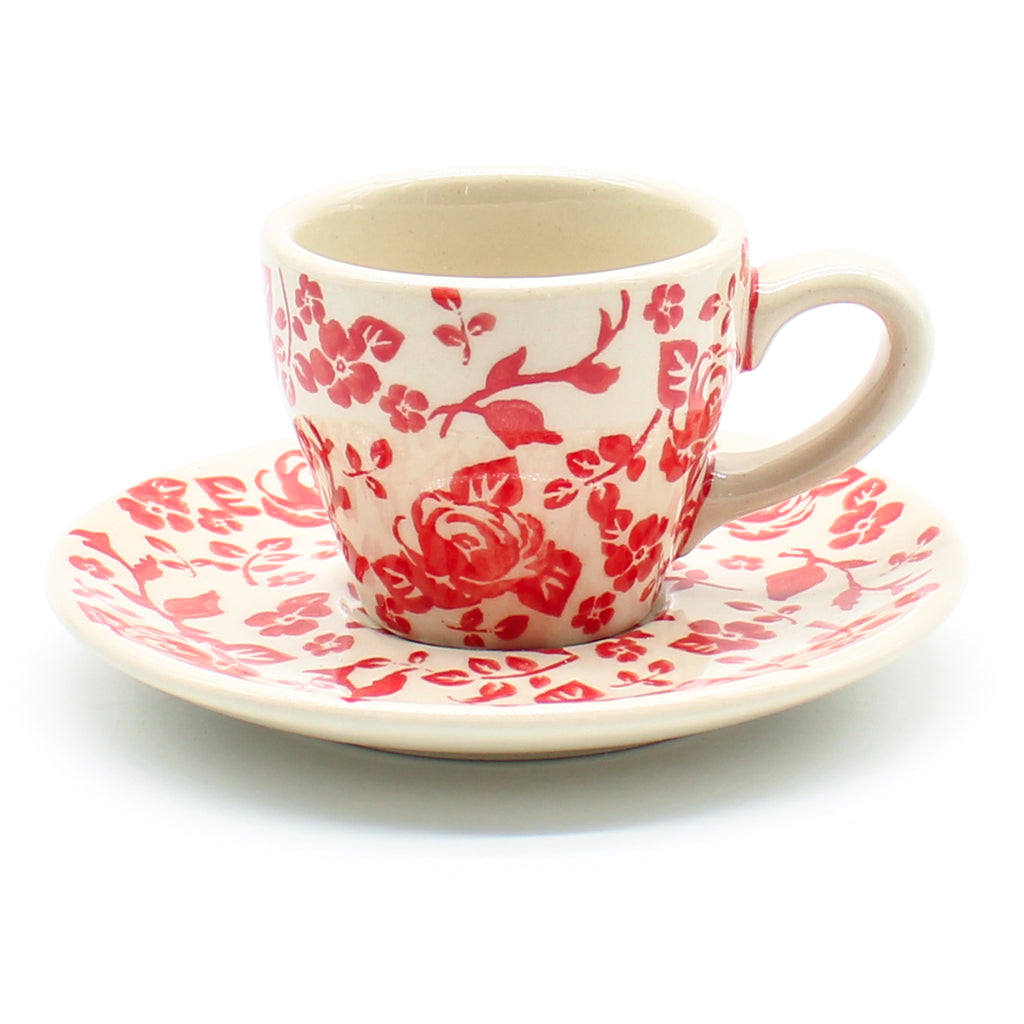 Espresso Cup w/Saucer 2 oz in Antique Red