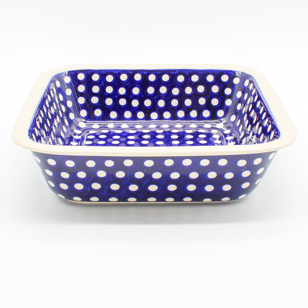 Deep Square Baker in White Polka-Dot