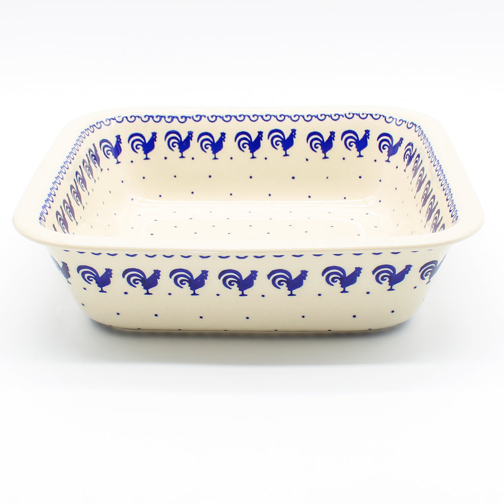 Deep Square Baker in Blue Roosters