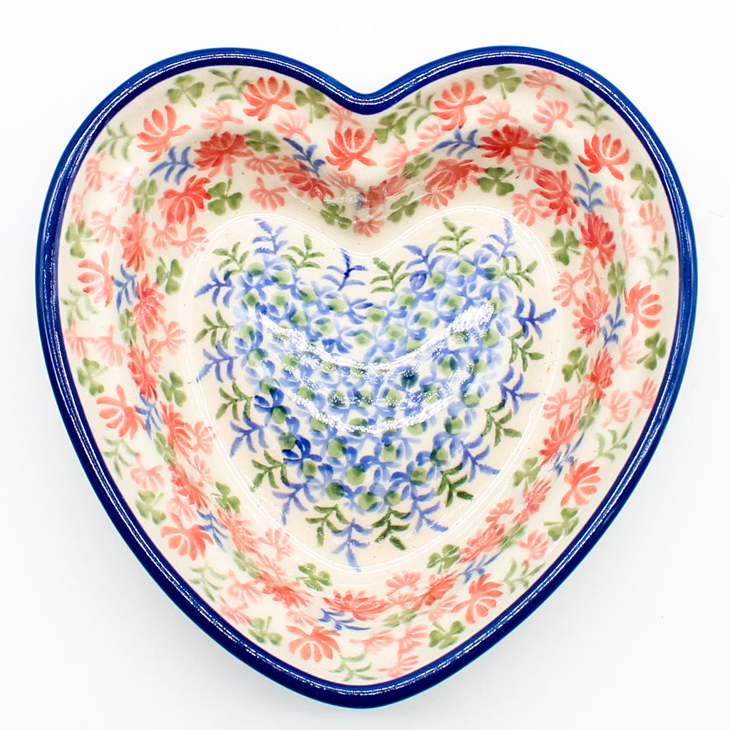 Sm Hanging Heart Dish in Coral Thistle