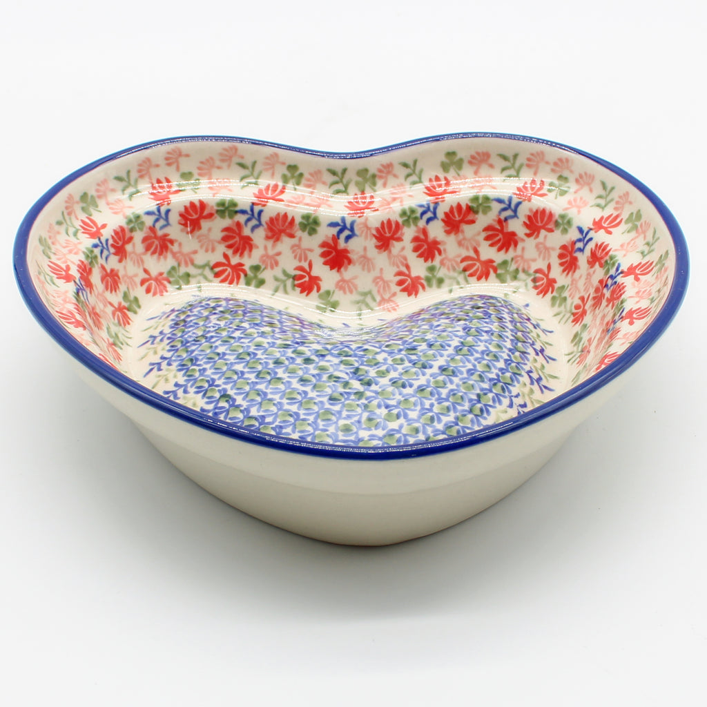 Lg Hanging Heart Dish in Coral Thistle