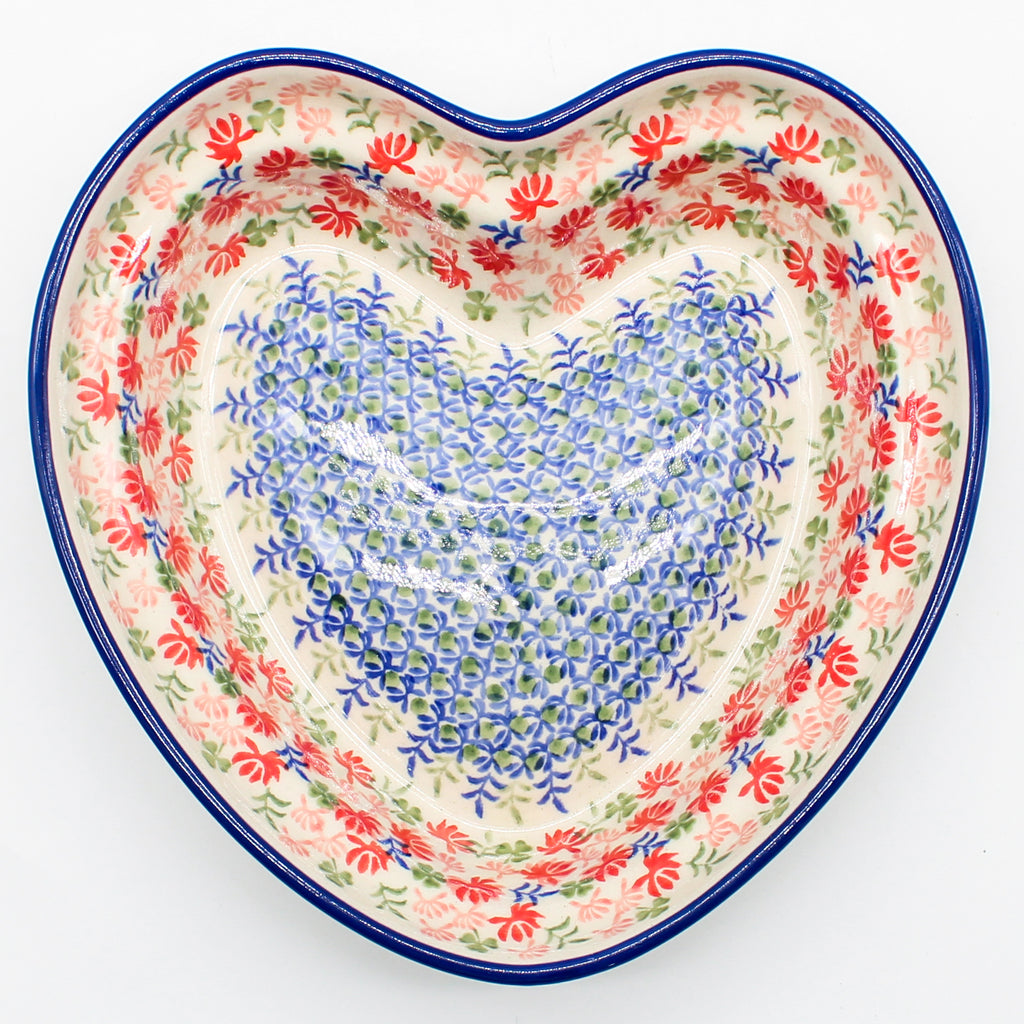 Lg Hanging Heart Dish in Coral Thistle