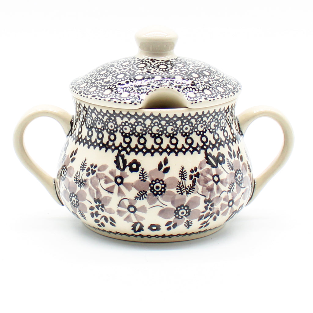 Family Style Sugar Bowl 14 oz in Gray & Black