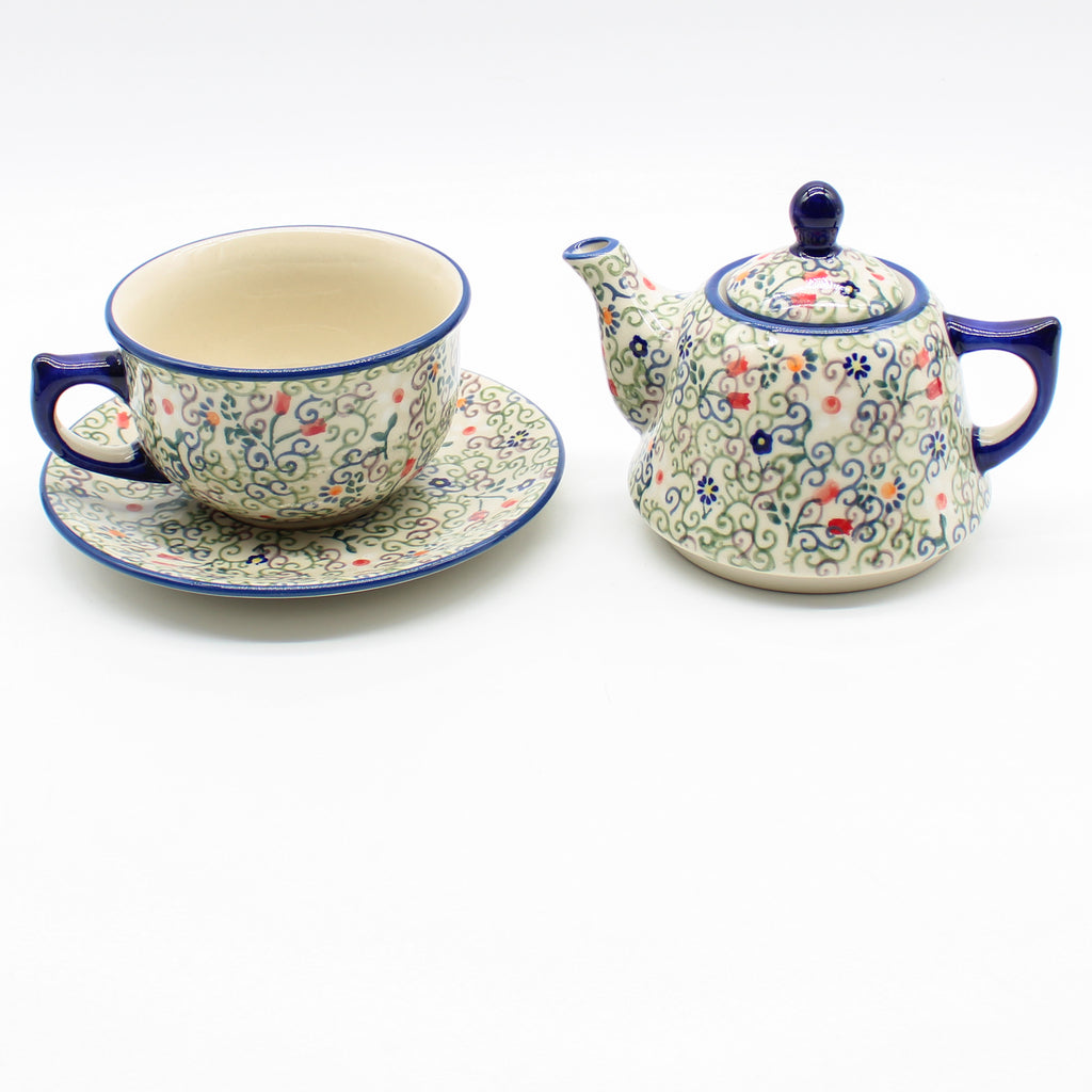 Teapot w/Cup & Saucer in Early Spring