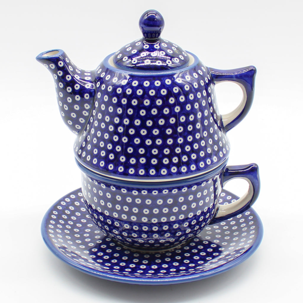 Teapot w/Cup & Saucer in Blue Elegance