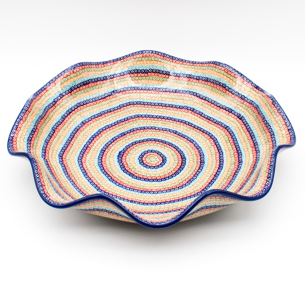 Fluted Pasta Bowl in Multi-Colored Flowers