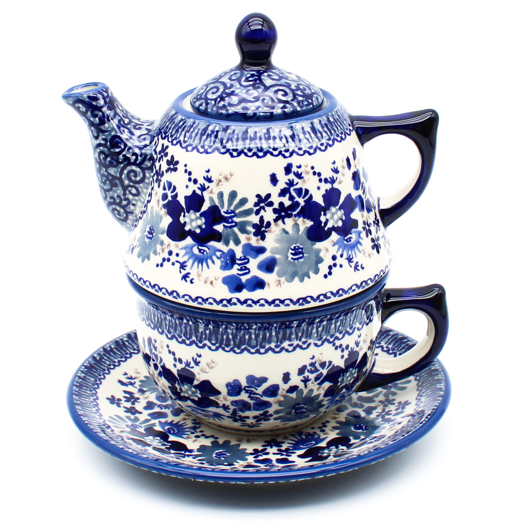 Teapot w/Cup & Saucer in Stunning Blue