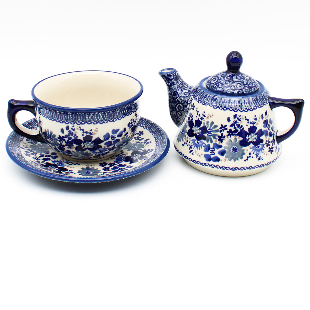 Teapot w/Cup & Saucer in Stunning Blue