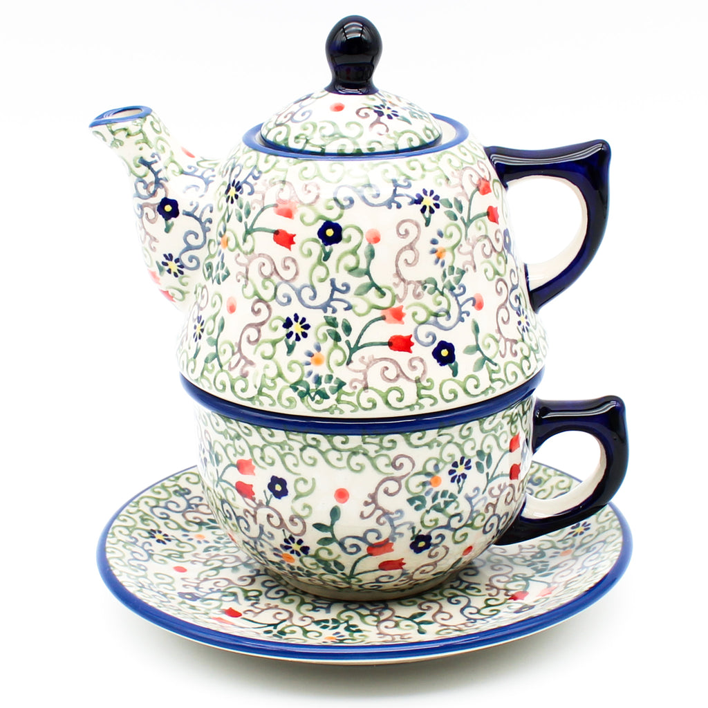 Teapot w/Cup & Saucer in Early Spring