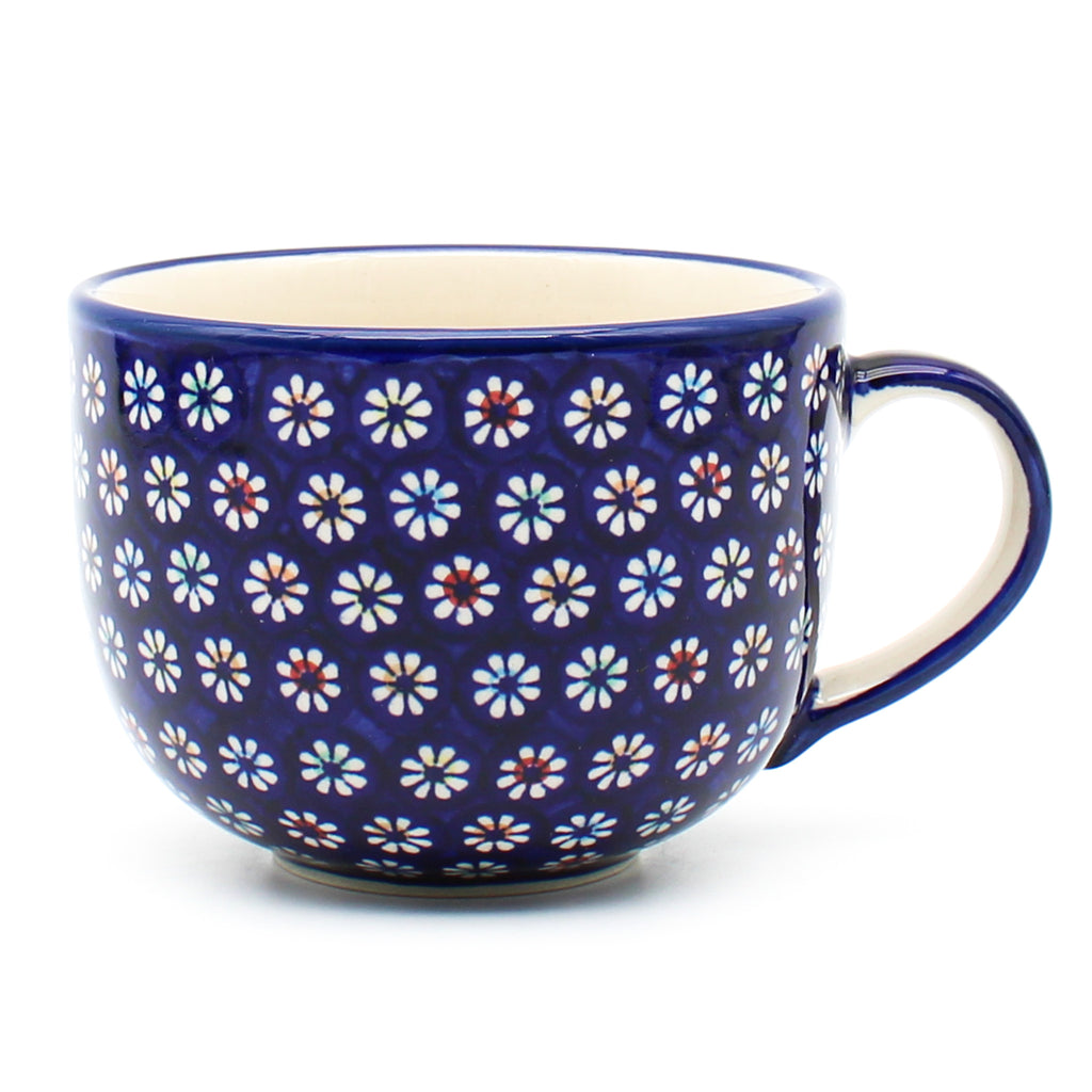Latte Cup 16 oz in Tiny Flowers on Blue