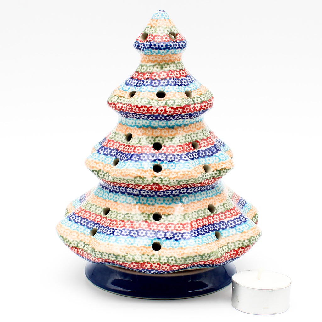 Tree Tea Candle Holder in Multi-Colored Flowers