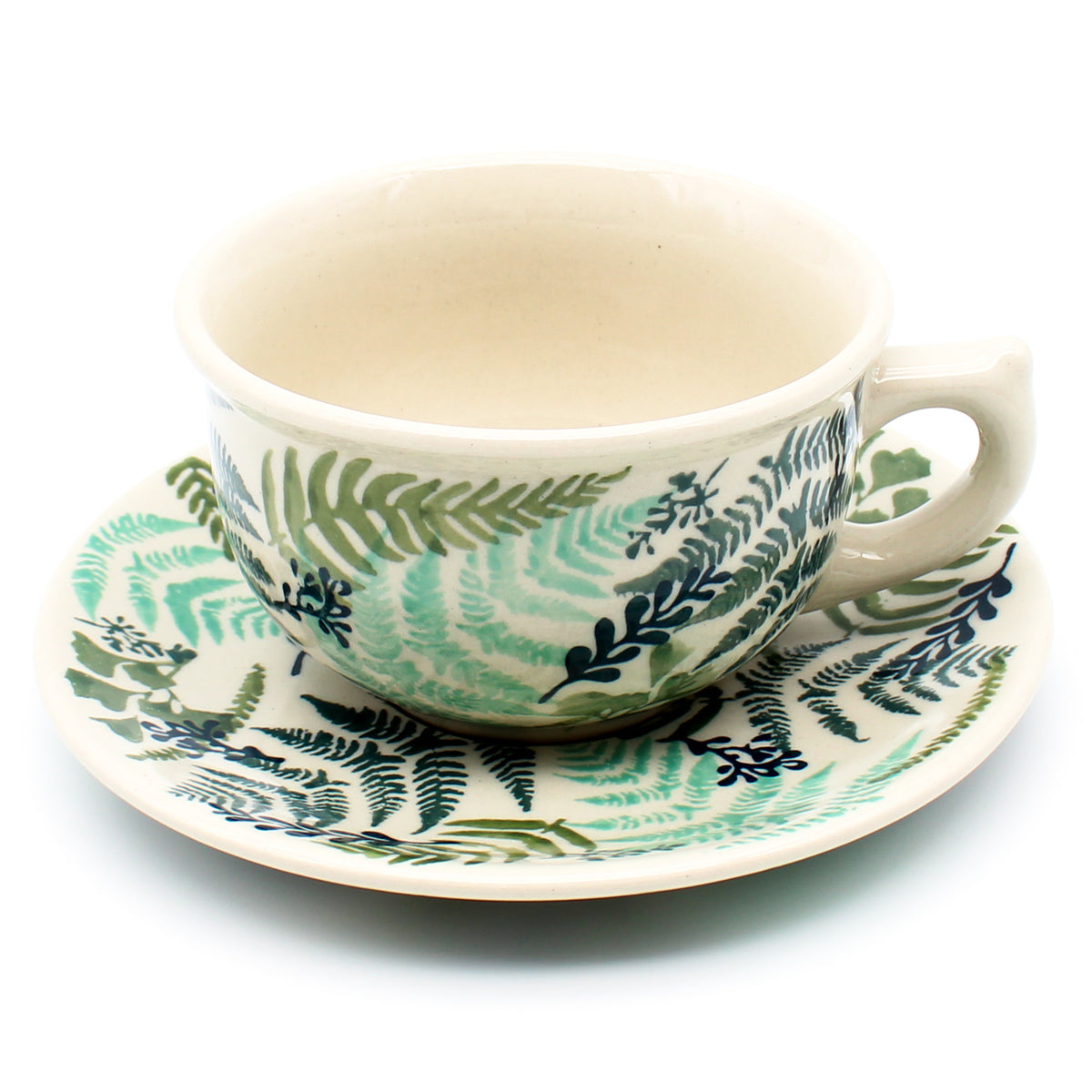 Polish Pottery Tea Cup w/Saucer 8 oz in Ferns