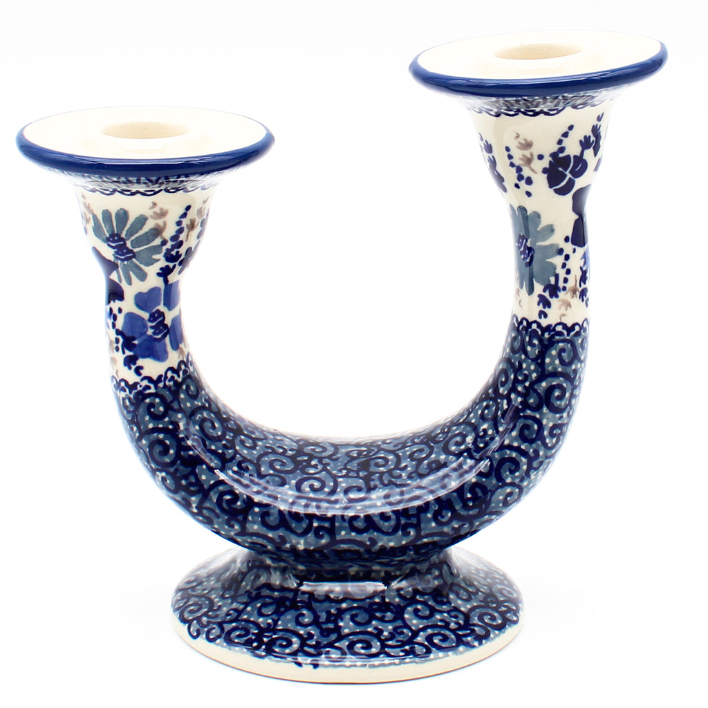 Double Candle Holder in Stunning Blue