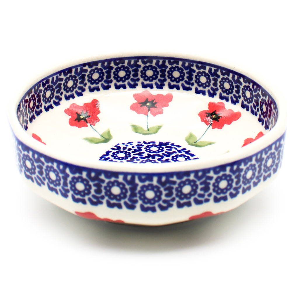 Shallow Little Bowl 12 oz in Red Daisy