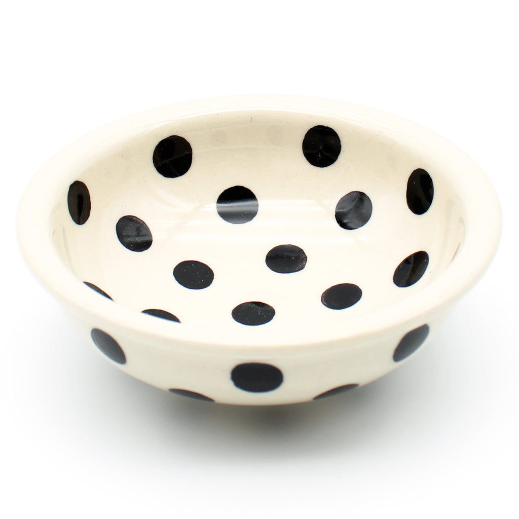 Shallow Soy Bowl in Black-Polka Dot