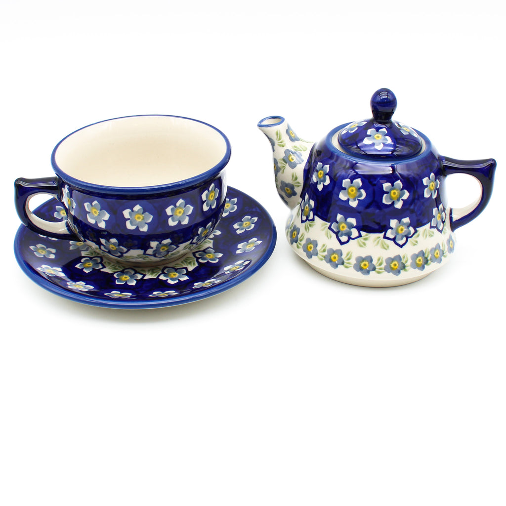 Teapot w/Cup & Saucer in Periwinkle