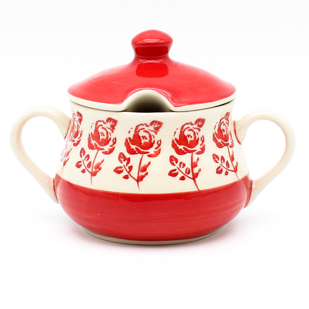 Family Style Sugar Bowl 14 oz in Red Rose