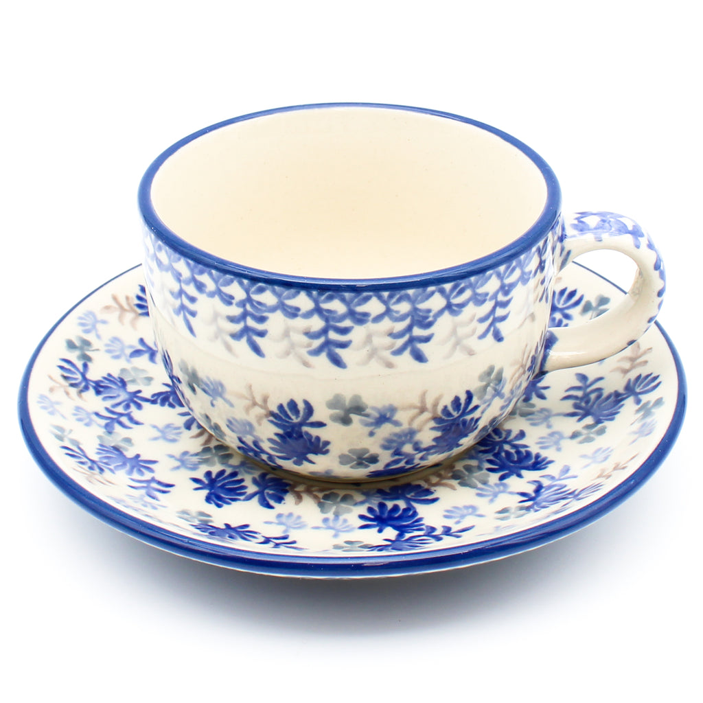 Cappuccino Cup w/Saucer 6.5 oz in Blue Thistle