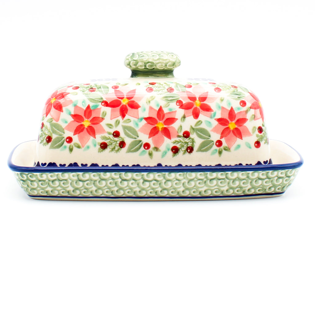 Butter Dish in Poinsettia