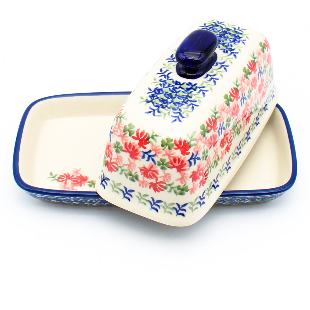 Butter Dish in Coral Thistle