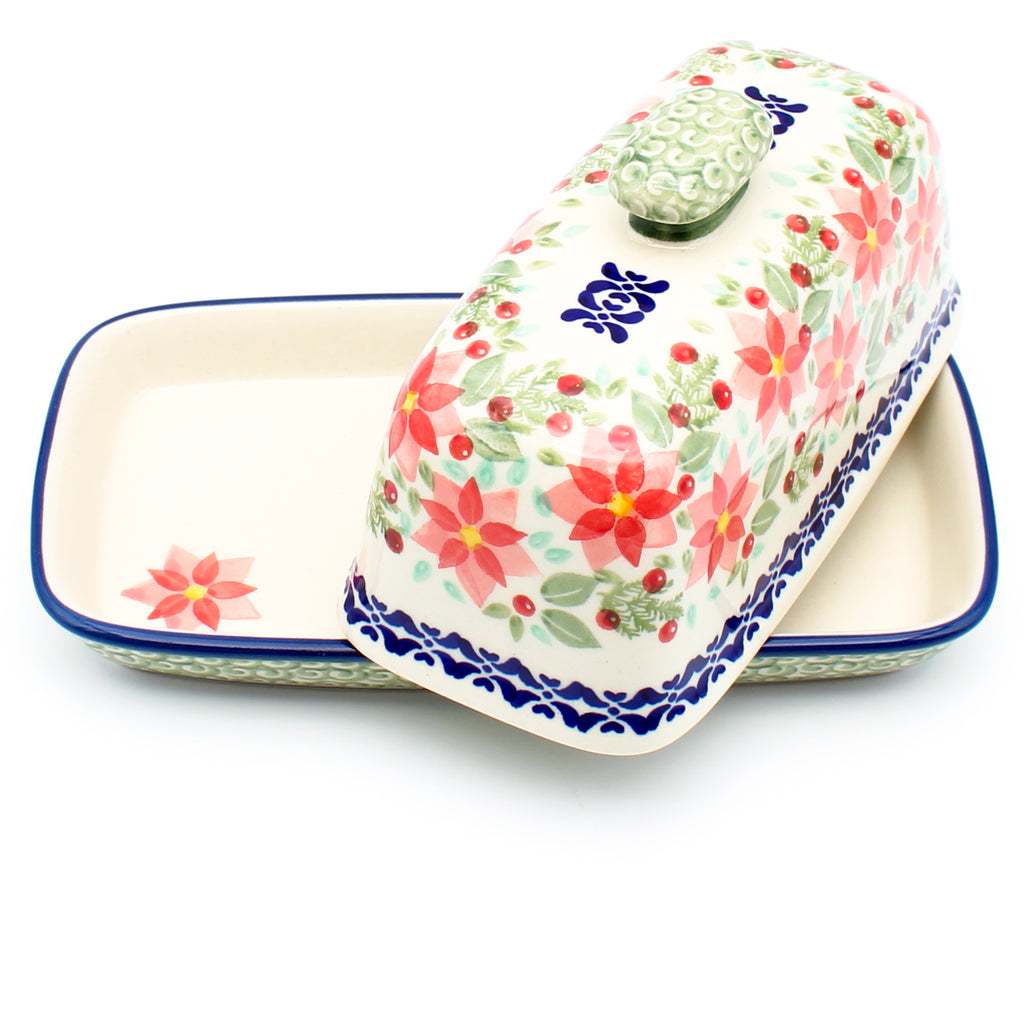 Butter Dish in Poinsettia