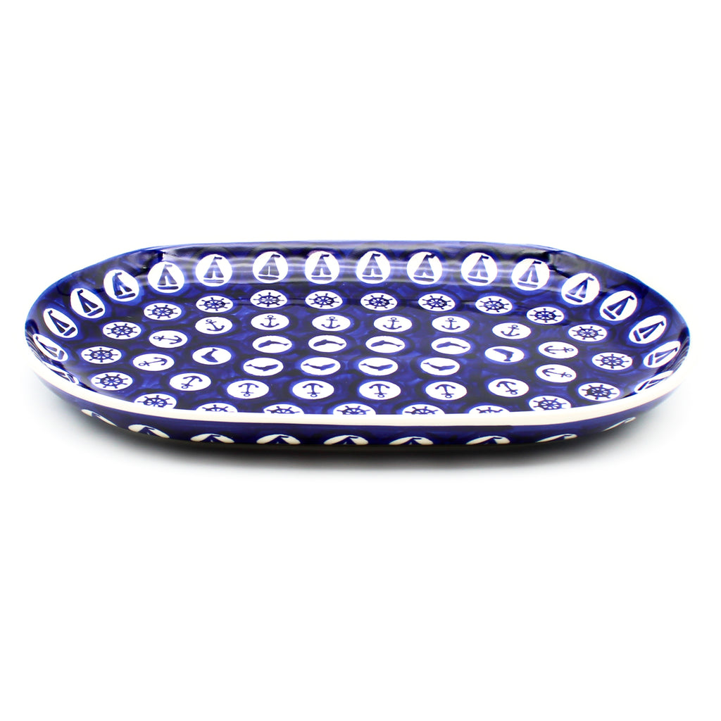 Tiny Oval Platter in Nautical Blue