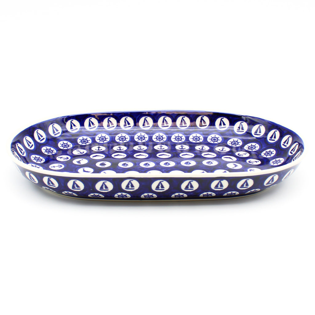 Sm Oval Platter in Nautical Blue