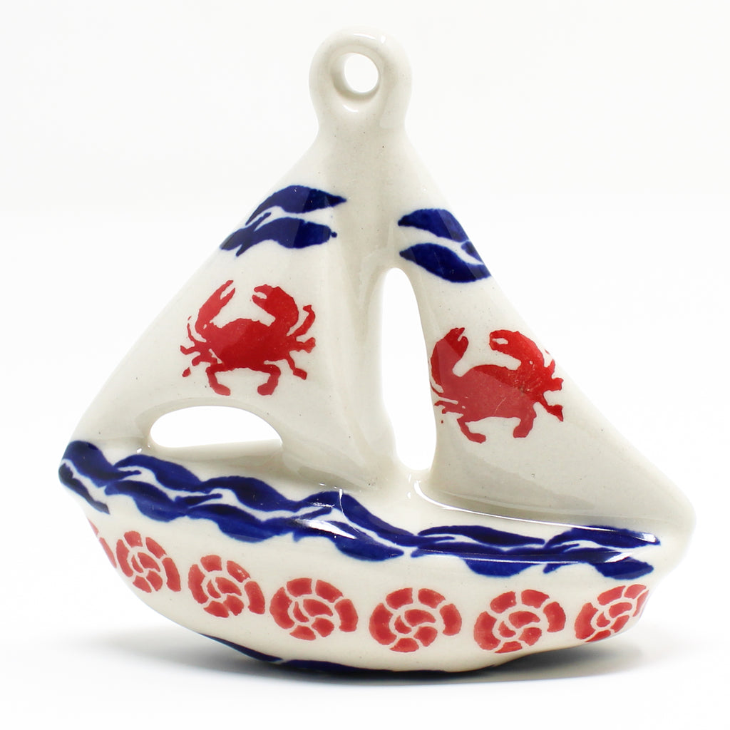 Sailboat-Ornament in Red Crab