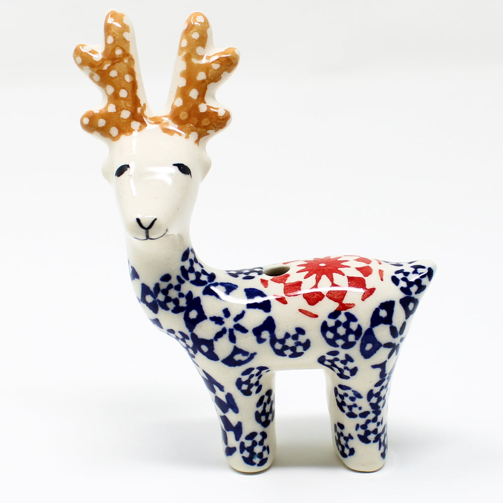 Reindeer-Ornament in Red Snowflake