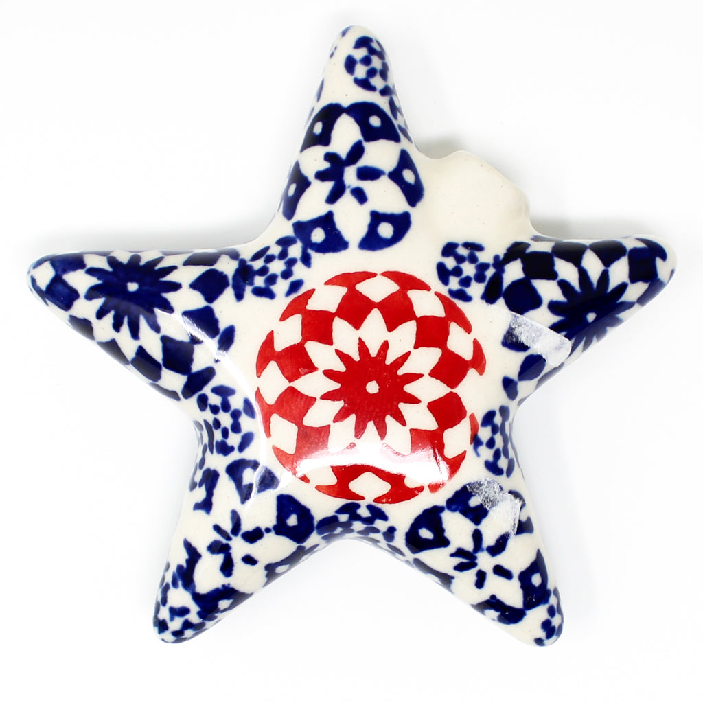 Round Star-Ornament in Red Snowflake