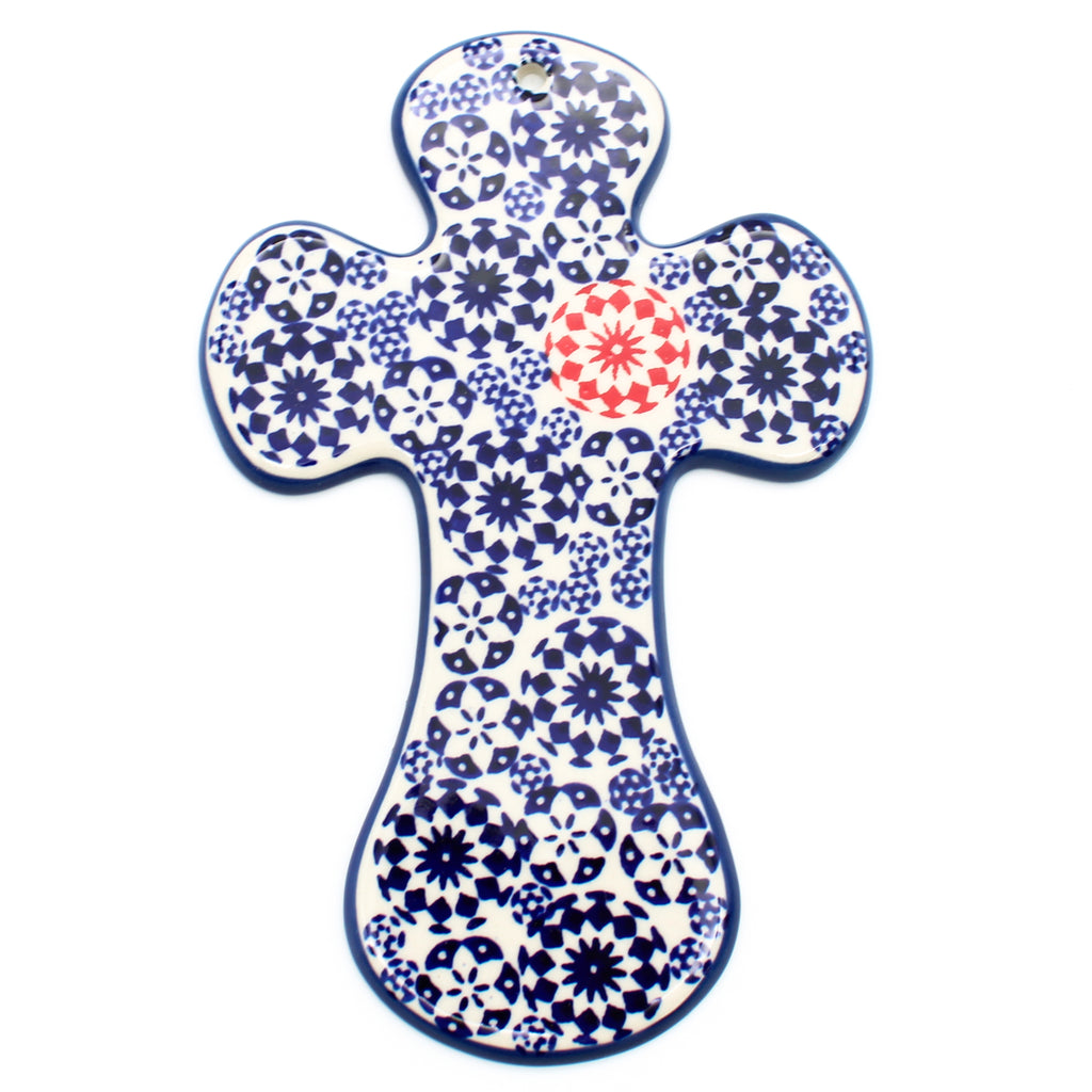 Wall Cross in Red Snowflake