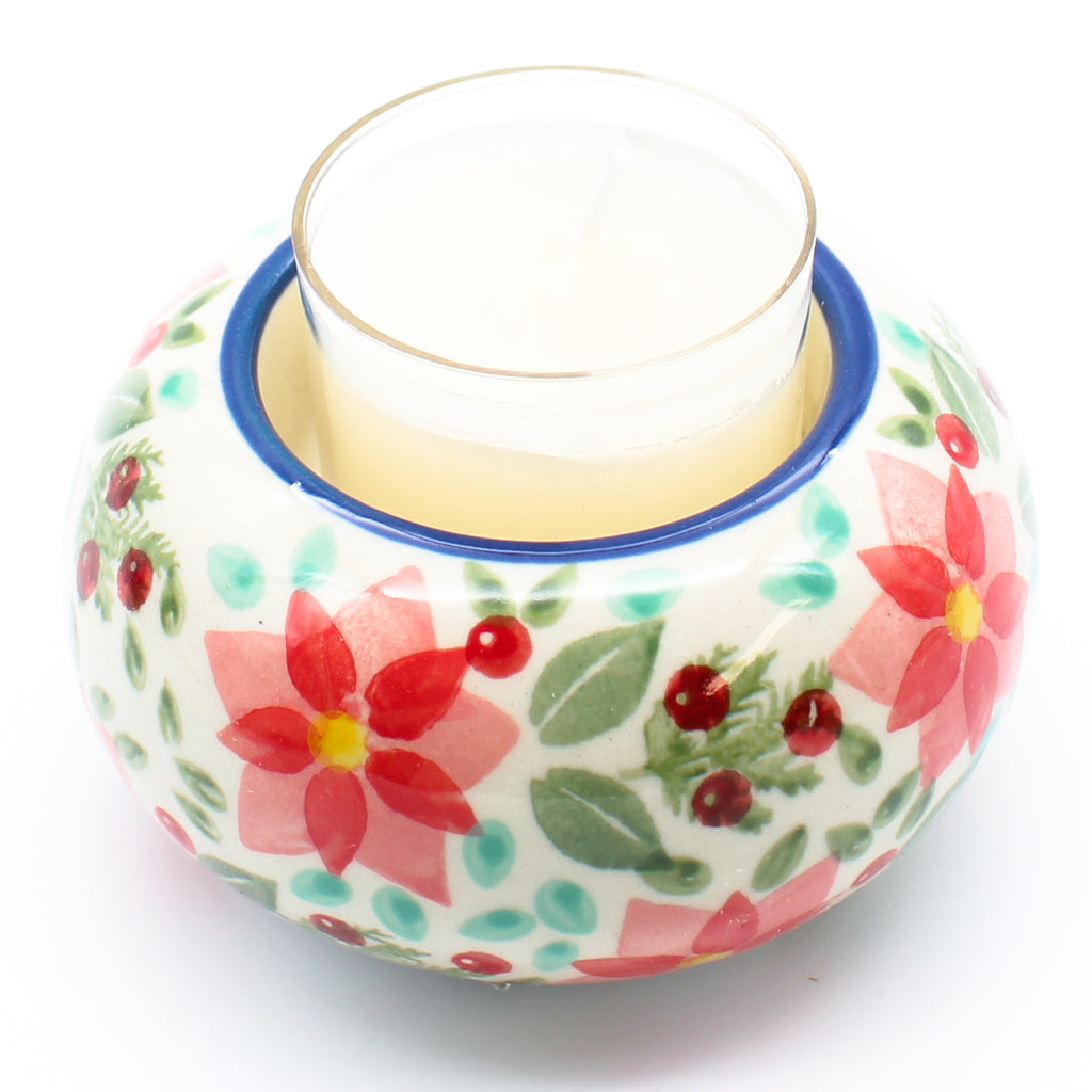 Votive Candle Holder in Poinsettia